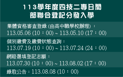 113學年度四技二專日間部聯合登記分發入學(另開新視窗)